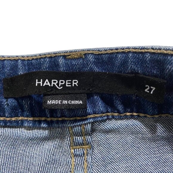 Harper Cropped Jeans Womens Size 29 Blue Mid Rise Medium Wash Ripped Denim - Picture 4 of 11